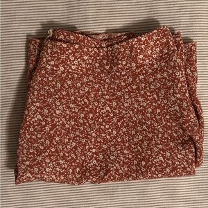Floral Print Skirt in Red and White